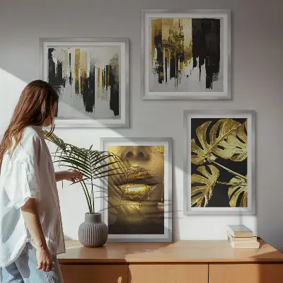 Pintura abstracta de hojas galería de pared