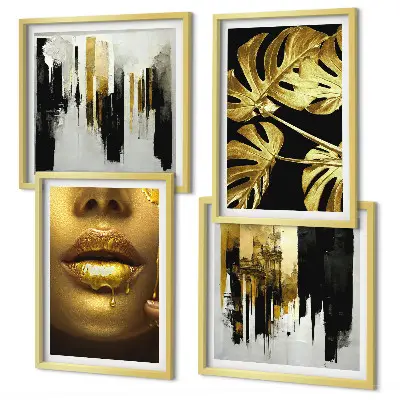 Pintura abstracta de hojas galería de pared