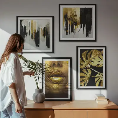 Pintura abstracta de hojas galería de pared