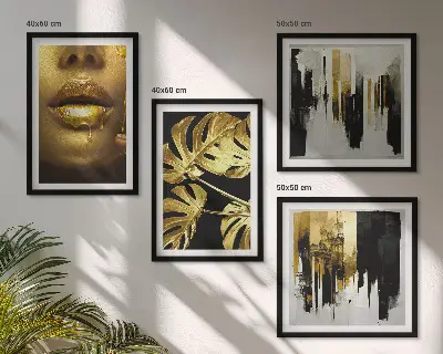 Pintura abstracta de hojas galería de pared