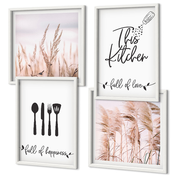 Set de cuadros modernos para salón Letras de hierba estilo boho para cocina