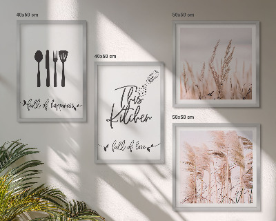 Set de cuadros modernos para salón Letras de hierba estilo boho para cocina