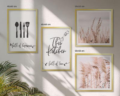 Set de cuadros modernos para salón Letras de hierba estilo boho para cocina