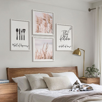 Set de cuadros modernos para salón Letras de hierba estilo boho para cocina