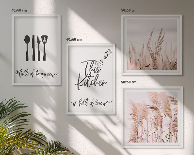Set de cuadros modernos para salón Letras de hierba estilo boho para cocina