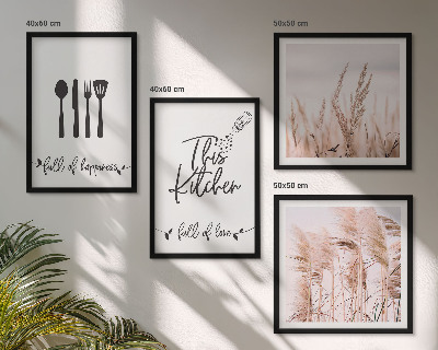 Set de cuadros modernos para salón Letras de hierba estilo boho para cocina