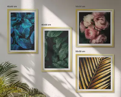 Set de cuadros modernos para salón diseño de hojas y flores de colores