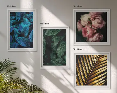Set de cuadros modernos para salón diseño de hojas y flores de colores