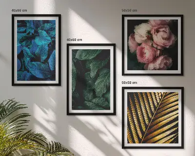 Set de cuadros modernos para salón diseño de hojas y flores de colores