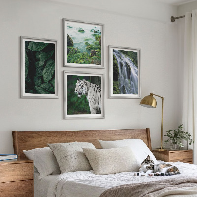 Set de 4 cuadros para salón Hojas de cascada del tigre blanco