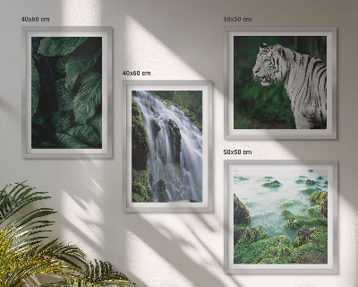 Set de 4 cuadros para salón Hojas de cascada del tigre blanco