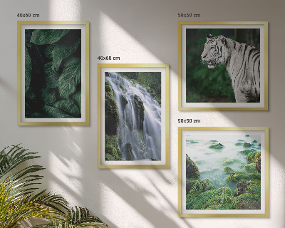 Set de 4 cuadros para salón Hojas de cascada del tigre blanco