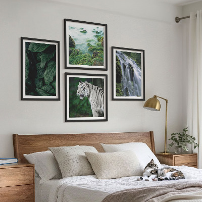 Set de 4 cuadros para salón Hojas de cascada del tigre blanco