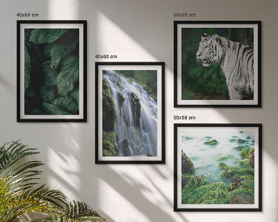 Set de 4 cuadros para salón Hojas de cascada del tigre blanco