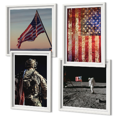 Set de cuadros modernos para salón Símbolos estadounidenses Bandera de EE. UU.