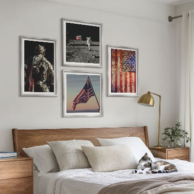 Set de cuadros modernos para salón Símbolos estadounidenses Bandera de EE. UU.