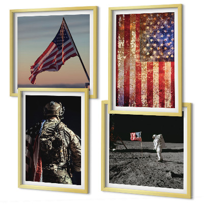 Set de cuadros modernos para salón Símbolos estadounidenses Bandera de EE. UU.