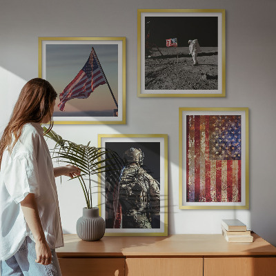 Set de cuadros modernos para salón Símbolos estadounidenses Bandera de EE. UU.