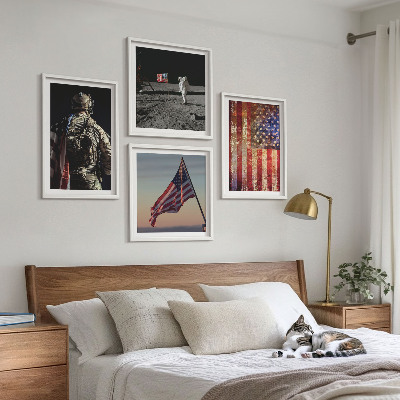 Set de cuadros modernos para salón Símbolos estadounidenses Bandera de EE. UU.