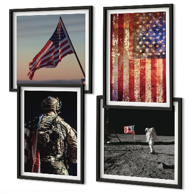 Set de cuadros modernos para salón Símbolos estadounidenses Bandera de EE. UU.
