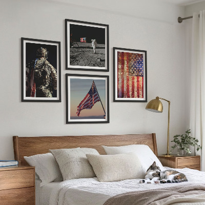 Set de cuadros modernos para salón Símbolos estadounidenses Bandera de EE. UU.