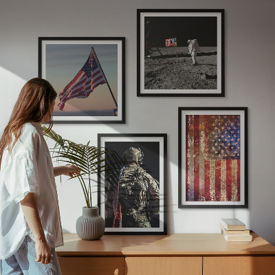 Set de cuadros modernos para salón Símbolos estadounidenses Bandera de EE. UU.