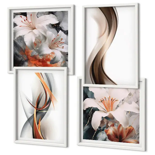 Galería de pared ondas con tonos amarillo y gris marrón