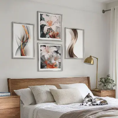 Galería de pared ondas con tonos amarillo y gris marrón
