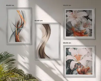 Galería de pared ondas con tonos amarillo y gris marrón