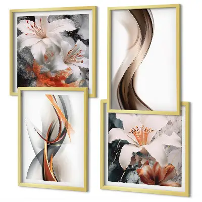 Galería de pared ondas con tonos amarillo y gris marrón