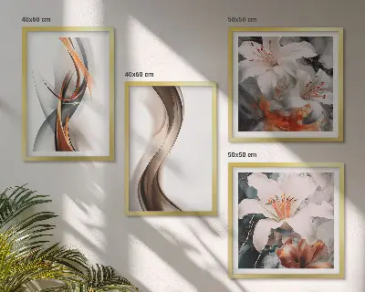 Galería de pared ondas con tonos amarillo y gris marrón