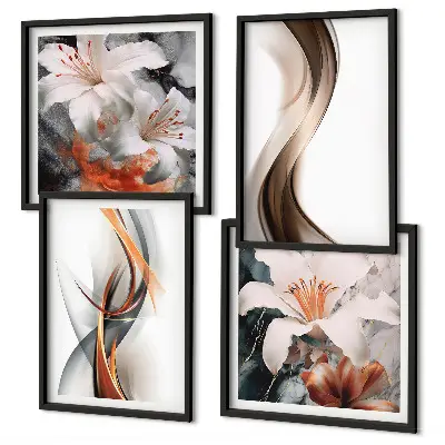 Galería de pared ondas con tonos amarillo y gris marrón