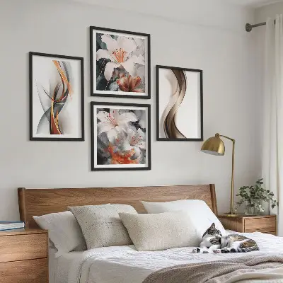 Galería de pared ondas con tonos amarillo y gris marrón