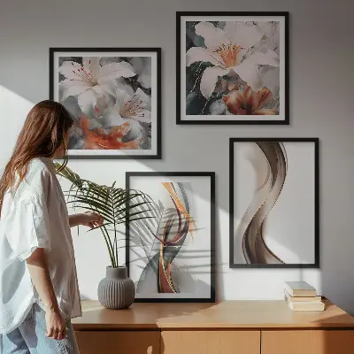 Galería de pared ondas con tonos amarillo y gris marrón