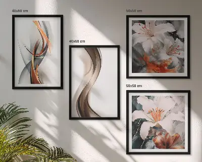 Galería de pared ondas con tonos amarillo y gris marrón