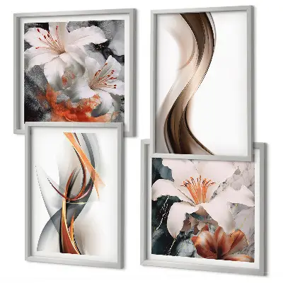 Galería de pared ondas con tonos amarillo y gris marrón