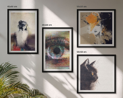 Set de cuadros modernos para salón Retrato de una mujer, ojo, colores, emociones