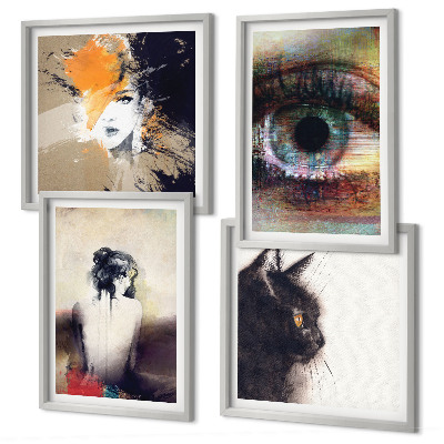 Set de cuadros modernos para salón Retrato de una mujer, ojo, colores, emociones