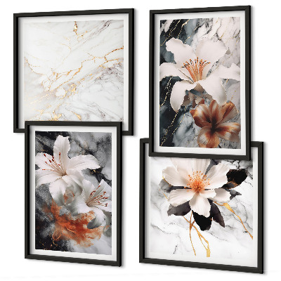 Galería de pared Flores mármol blanco negro