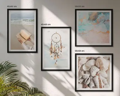 Galería de pared libro decorativo con diseño de conchas marinas estilo bohemio