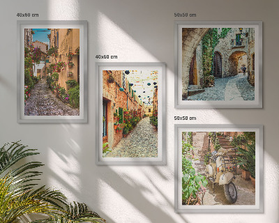 Set de 4 cuadros para salón Encantadoras calles italianas y flores