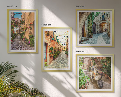 Set de 4 cuadros para salón Encantadoras calles italianas y flores