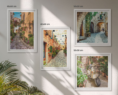 Set de 4 cuadros para salón Encantadoras calles italianas y flores