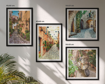 Set de 4 cuadros para salón Encantadoras calles italianas y flores