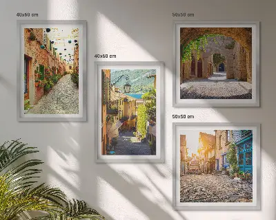 Set de cuadros modernos para salón diseño de calles encantadoras con piedras