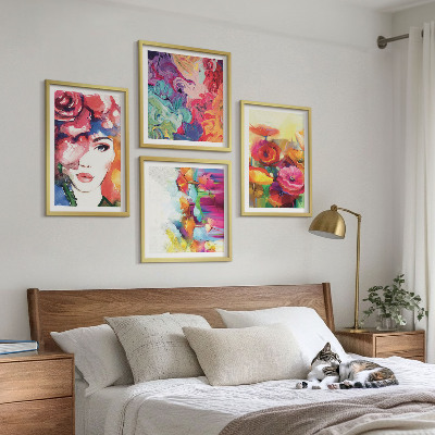 Set de cuadros modernos para salón Retrato de flores con colores intensos