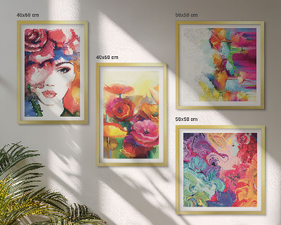 Set de cuadros modernos para salón Retrato de flores con colores intensos