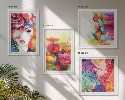 Set de cuadros modernos para salón Retrato de flores con colores intensos