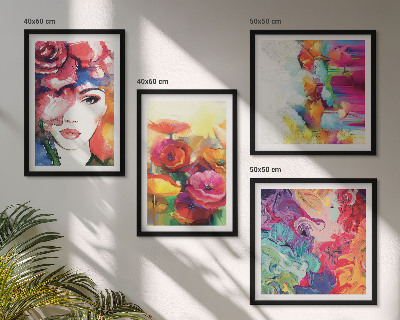 Set de cuadros modernos para salón Retrato de flores con colores intensos