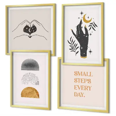 Galería de pared con ilustraciones minimalistas de estilo bohemio